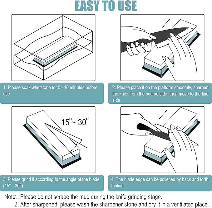 Premium Whetstone Knife Sharpening Stone 2 Side Grit 400/1000 Waterstone & Honing Stones - Whetstone Knife Sharpener - NonSlip Rubber Base for Kitchen Knife Sharpener Stone