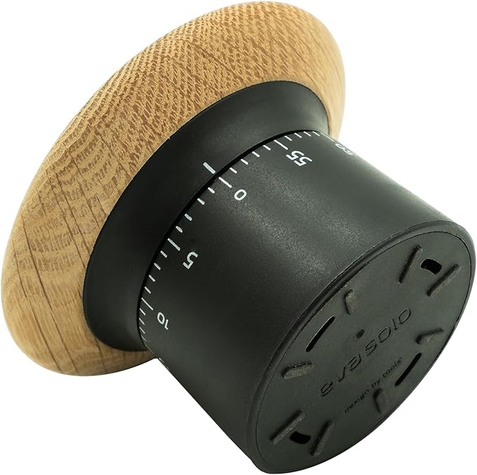 EVA SOLO | Countertop Kitchen Timer | Nordic Kitchen Collection | 60 Minute Alarm | Non-Slip Rubber Base | Danish Design - Functionality & Quality | D3.54 x W3.54 x H2.76 Inch | Black/Natural