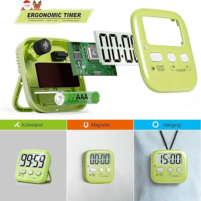 Antonki 2 Pack Digital Timer for Kids, Magnetic Countdown Kitchen Timers for Cooking, Egg, Classroom, Teacher, Exercise, Study, Oven - Battery Included - Image 5