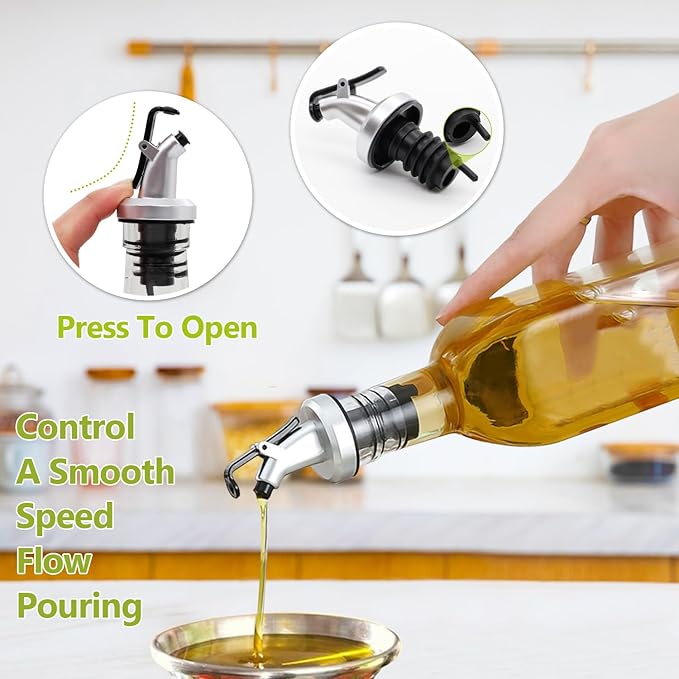 Showvigor Olive Oil Dispenser Bottles, 2Pack 17oz/500 ml Square Glass Tall Oil Bottles with 4 Labels, 2 Pourers and 1 Funnel - Image 4