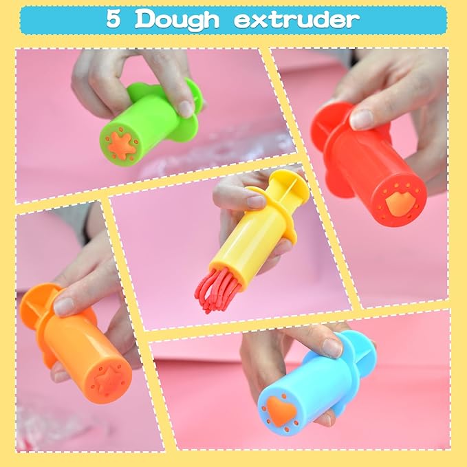 LCY WEDSHI Dough Tool Set, 15 Pcs Dough Tools Sets for Kids Ages 4-8, Dough Accessories Includes Cutters Roller, Rolling Pins, Safety Scissors, Plastic Knife - Image 4