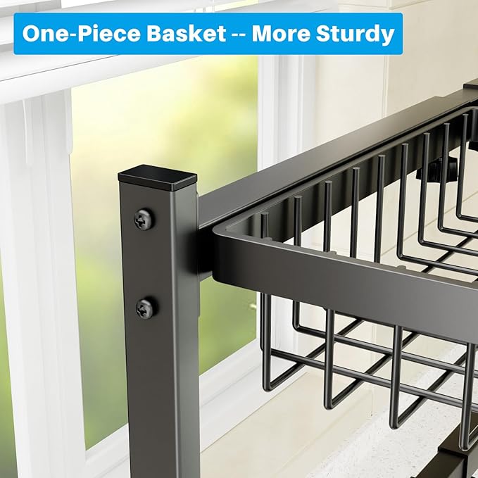 SNSLXH 4 Baskets 2-Tier Over The Sink Dish Drying Rack, 26.57"-35", Large Sink Rack for Kitchen, Extensible and Adjustable, Saving Kitchen Space - Image 3