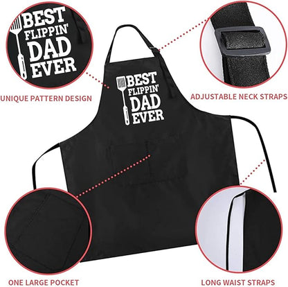 Rosoz Funny BBQ Black Chef Aprons for Men, Adjustable Kitchen Cooking Aprons for Men, Dad, Husband - Birthday, Father's Day