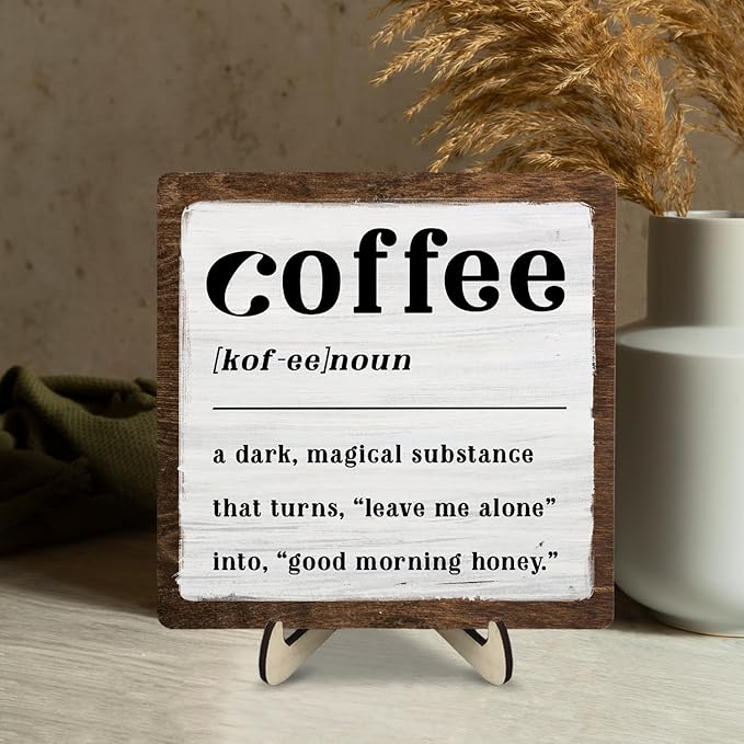 Coffee Bar Sign Plaque for Coffee Bar Station, Vintage Wooden Java Sign Decor for Kitchen,Farmhouse Cafe,Fun Gifts for Friends,Dad,Mom 5.9x5.9inch - Image 7