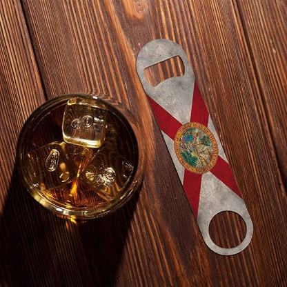 Florida State Flag Stainless Steel Bottle Opener Dirty Florida 3D Waving Flag Flat Beer Bottle Opener Keychain for Home Kitchen Bar Restaurant Party Birthday Gift