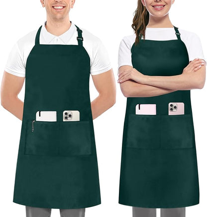 Utopia Kitchen 2 Pack Bib Apron, Adjustable with 2 Pockets, Water and Oil Resistant, Cooking Kitchen Chef Apron for Women Men by UTOPIAKITCHEN
