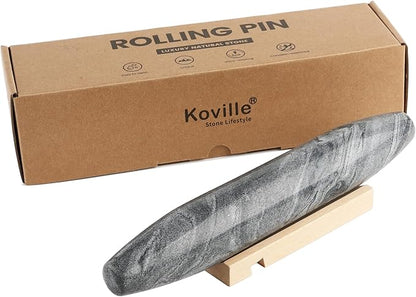 Koville African Natural Grey Marble French Rolling Pin, 12inch Non-Stick Rolling Pin for Baking, Dough Roller for Pasta, Dumpling, Fondant, Pie, Bread, Pizza, Kitchen Baking Tools - Image 8