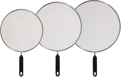 Oggi Set of 3 Stainless Steel Splatter Guard – 8”, 10” and 12” with Stay Cool Handles