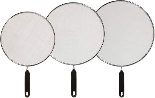 Oggi Set of 3 Stainless Steel Splatter Guard – 8”, 10” and 12” with Stay Cool Handles