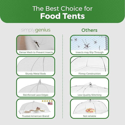 Simply Genius Pop-Up Mesh Food Covers - 17 x 17 in, White, 6 Pack, Large & Tall - Reusable & Collapsible Food Tents for Outdoor Serving - Image 4