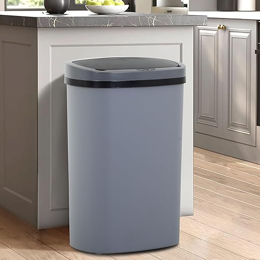13 Gallon/50 L Kitchen Trash Can with Lid, Garbage Can with Touch-Free Lid, Cute Automatic Trash Can Bathroom Trash Bin, Motion Sensor Waterproof Trash Bin