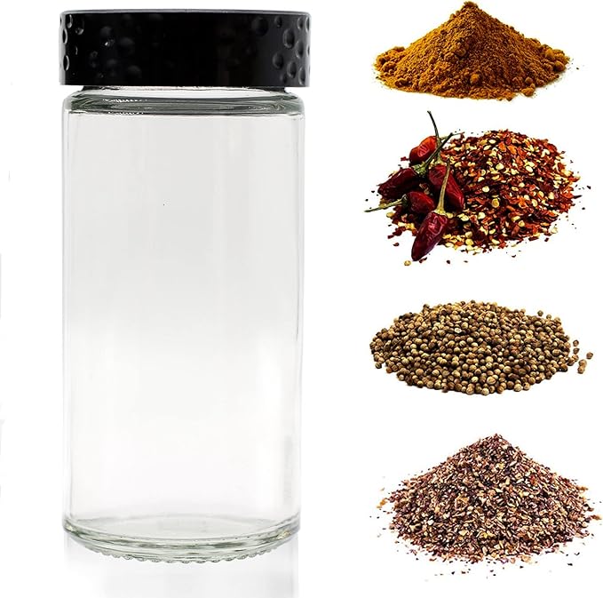 Tianifa 6pcs Black Spice Jars, 3 oz Glass Seasoning Bottles, Spices Container, Empty Spice Jars,Round Spice Bottles with Airtight Plastic Caps with Shaker Lids - Image 6