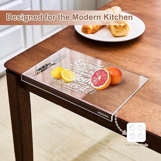 Mom Birthday Gifts from Daughter Son - Engraved Acrylic Cutting Board with Counter Lip Clear Countertop Protector Cooking Gift for Mom Mother Birthday Christmas Presents Aesthetic Kitchen Decor - Image 5