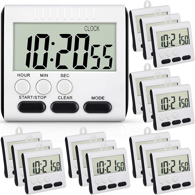 Xuhal 15 Pack 24 Hours Kitchen Timer with Alarm Magnetic Digital Clock Loud Alarm, Big Screen and Strong Magnet Manual Switching Count up or Down and Memory Function for Baking Sports Office Study