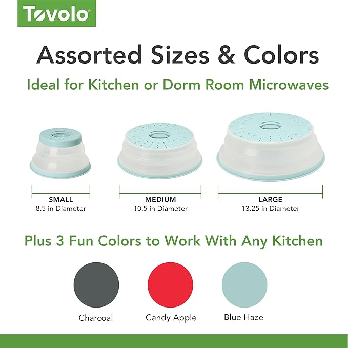 Tovolo Small Collapsible Microwave Cover, Lid for Reheating Food, Meal Prep Kitchen Gadget, No Mess Folding Bowl Cover Kitchen Tool, Charcoal - Image 5