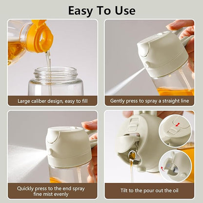 SWEET VIEW Oil Sprayer for Cooking, 16oz/470ml Glass Oil Dispenser/Pour Bottle, Kitchen Accessories, Kitchen Gadgets for Air Fryer, Salad, BBQ, with Stickers (White) - Image 2