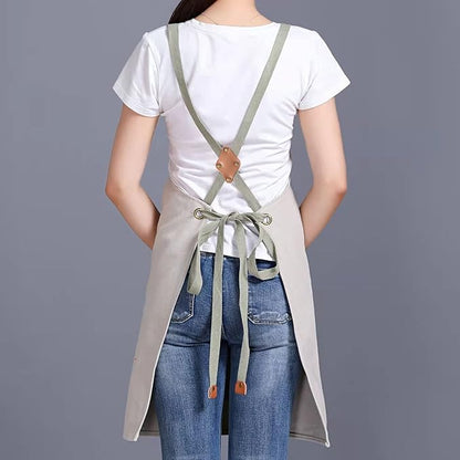 Tosewever Canvas Cross Back Chef Cotton Aprons for Men Women with Large Pockets - Image 4