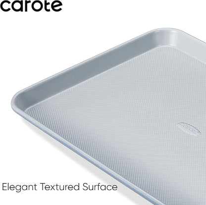 CAROTE 3-Piece Baking Pan Set - Bakeware Set, Baking Sheet Set Including 13 Inch 15 Inch 17 Inch Sheet Pan, Cookie Sheet for Baking, Royal Violet, Blue & Grey - Image 4