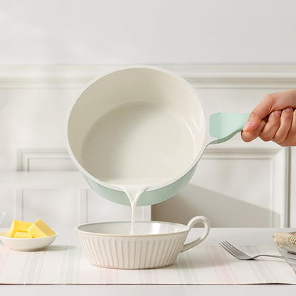SENSARTE Ceramic Nonstick Saucepan with Lid 2.0 Quarts, Small Cooking Pot with Stay Cool Handle, Induction Compatible Saucepot, Ceramic Coating, Free of Intentionally Added PTFE/PFOA/PFAS, Mint Green