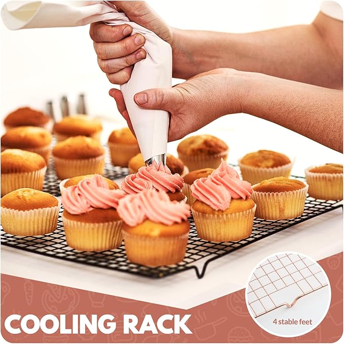 2 PCS Cooling Racks for Cooking and Baking, 14.8x10 Inches Stainless Steel Cooling Rack, Sheet Pan with Wire Rack for Baking Sheet, Bacon Rack Oven Safe Fits Jelly Roll Sheet Pan - Image 7