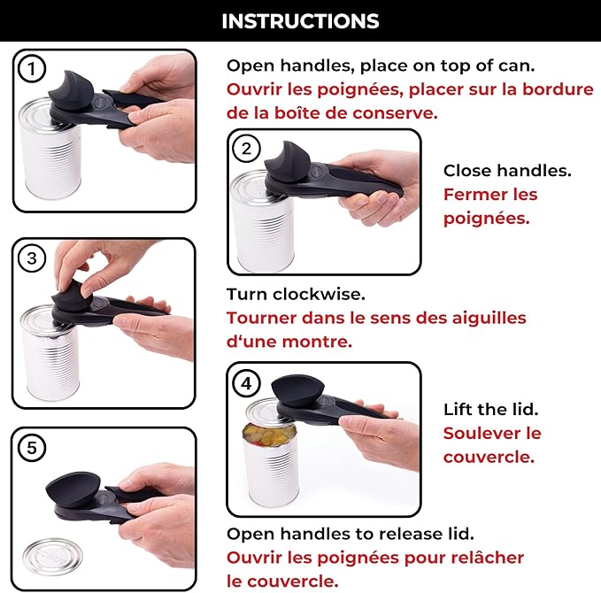 Starfrit MightiCan Can Opener - Safe - Holds Lid and Leaves No Sharp Edges on Lid - 3 year warranty - Comfort Grip - Heavy Duty Non-Slip Knob - 2025 Model - Image 8