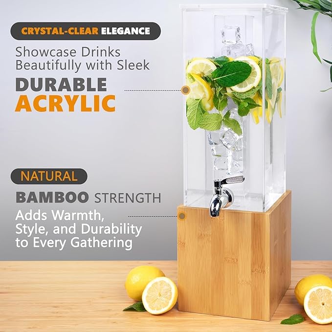 ACRYLIC Drink Dispenser- 1.25 GALLON Beverage Dispenser with Stand and Ice Core – Cold Drink Server for Parties and Events - Image 6