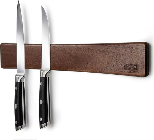 HOSHANHO Magnetic Knife Strips, Magnetic Knife Holder for Wall 16 Inch, Acacia Wood Knife Magnetic Strip Use as Knife Bar, Knife Holder for Kitchen Utensil Organizer by HOSHANHO