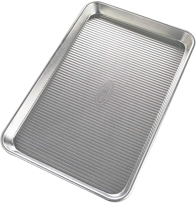 USA Pan Jelly Roll Pan, Heavy Duty Aluminized Steel, 14.1875 x 9.25, Corrugation Design May Vary by USAPan