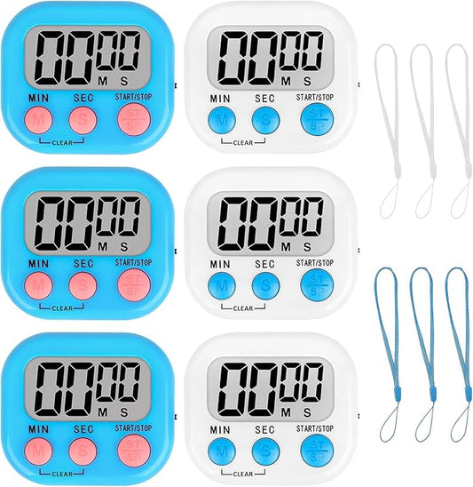 ZILLEEN Classroom Timer for Kids Teachers 6 Pack Digital Timers, Blue & White by ZILLEEN