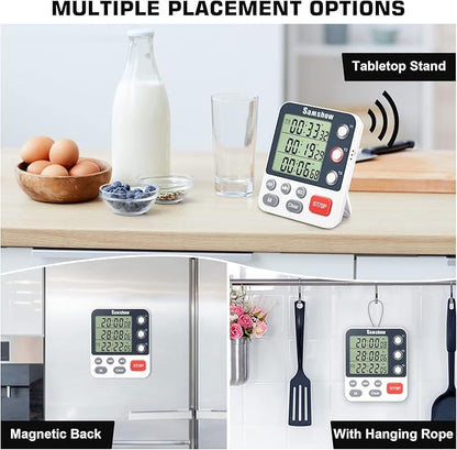 Digital Dual Kitchen Timmers 3 Channels Count UP/Down Timer Cooking Timers Large Display Triple Timmer Magnetic Stopwatch Timer-timers for Classroom Kid Adjustable Volume Loud Alarm(Battery Included) - Image 7