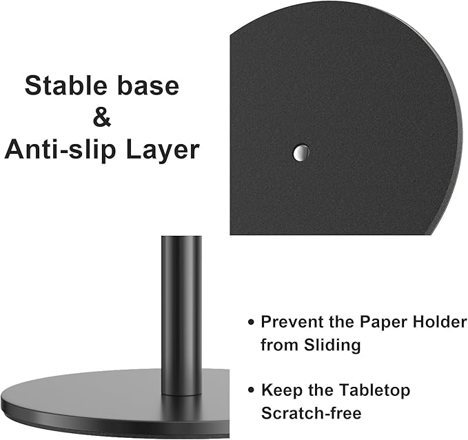 Black Paper Towel Holder Free-Standing, Premium Stainless Steel Paper Rolls Organizer Countertop, Classic Fashion Kitchen Roll Dispenser - Image 5