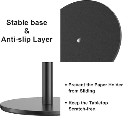 Black Paper Towel Holder Free-Standing, Premium Stainless Steel Paper Rolls Organizer Countertop, Classic Fashion Kitchen Roll Dispenser - Image 5