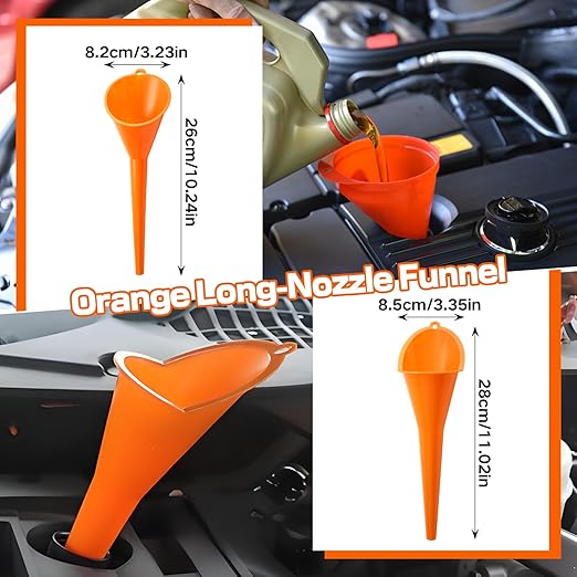 10Pcs Funnels for Automotive Use,Automotive Funnels Set,Wide Mouth Fuel Funnel, Plastic Long Neck Oil Funnel,Flexible Oil Funnel Kit with Spout and Filter for Filling Coolant, Engine Oil, Gasoline - Image 3