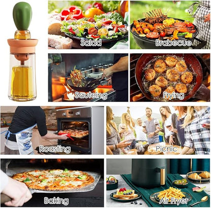 TINMIX Oil Dispenser with Brush - Glass Olive Oil Dispenser for Kitchen, 2 IN 1 Oil Dispenser Bottle with Silicone Basting Brush for Cooking Vinegar Sauce BBQ Grill Frying, T-OB21, Grey - Image 6
