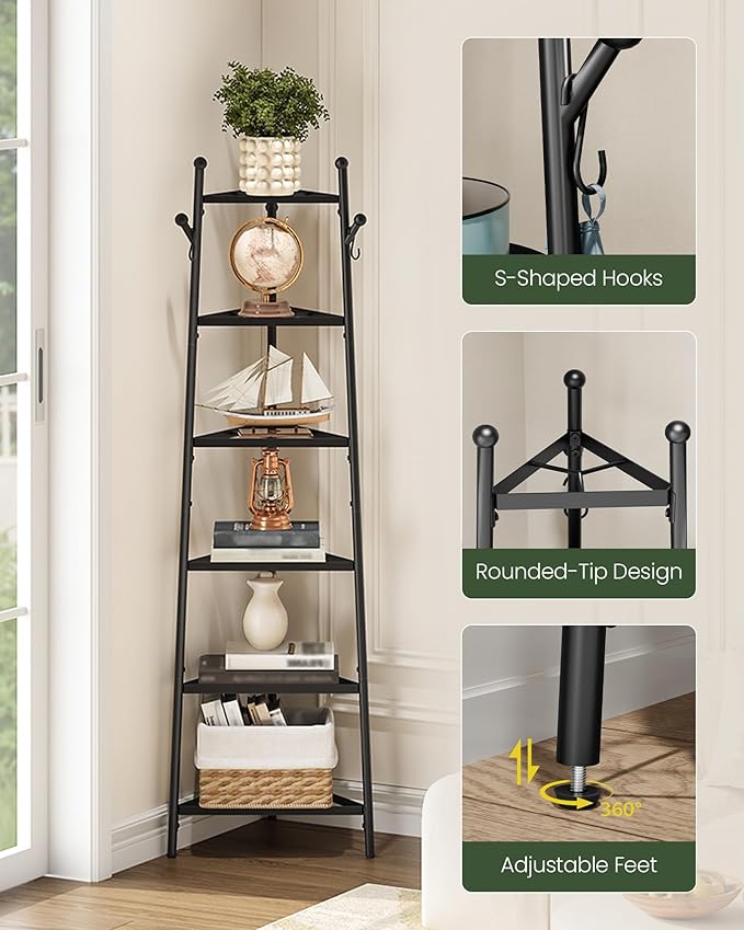 CHOEZON 6-Tier Cookware Stand, Triangle Shelf Storage Tower for Kitchen, Pans Pots Storage Rack, Metal Wire Shelf Organizer, Corner Shelf, for Kitchen, Living Room, Black TPR14BB - Image 6