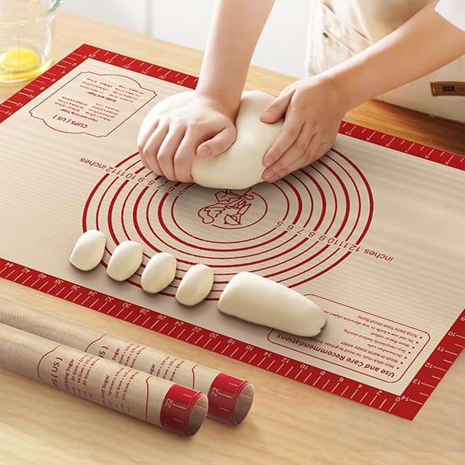 Non Stick Silicone Pastry Mat, Dough Mat for Rolling, Food-grade Reusable Baking Mat Fondant Mat Nonslip Kitchen Mat for Counter Oven Mat for Making Cookies Macarons Bread Pizza by MimekitchenKitchenHelper