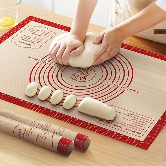 Non Stick Silicone Pastry Mat, Dough Mat for Rolling, Food-grade Reusable Baking Mat Fondant Mat Nonslip Kitchen Mat for Counter Oven Mat for Making Cookies Macarons Bread Pizza by MimekitchenKitchenHelper