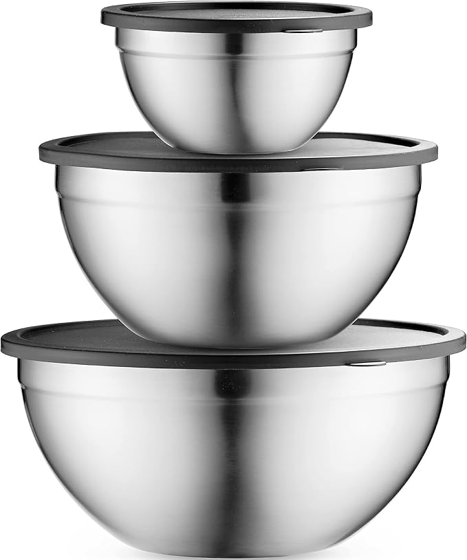 Table Concept Mixing Bowls with Airtight Lids, Stainless Steel Nesting Bowl Set for Space Saving Storage, Ideal for Cooking, Baking, Prepping & Food Storage by Unknown