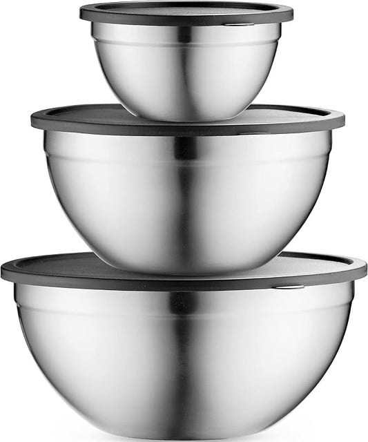 Table Concept Mixing Bowls with Airtight Lids, Stainless Steel Nesting Bowl Set for Space Saving Storage, Ideal for Cooking, Baking, Prepping & Food Storage by Unknown