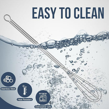 Long Mini Whisks Stainless Steel, Eddeas Skinny Small Whisk 10 inch Tiny Whisk With Long handle for Whisking, Beating, Mixing Sauces, Blending Ingredients Kitchen Small Wisk - Image 8