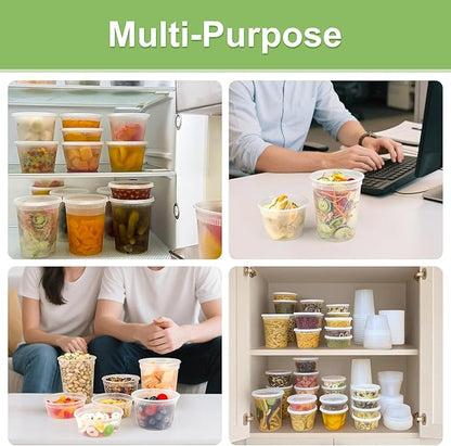 Dipoo 60 Sets (120-Piece) Deli Containers with Lids 8 oz, Leak-Proof & BPA Free Airtight Takeout Plastic Food Storage Containers for Soup, Freezer/Microwave/Dishwasher Safe - Image 6