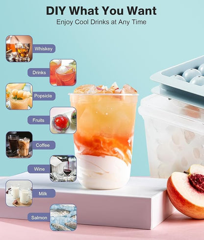 Ice Cube Tray with Lid and Bin – Round Ice Cube Trays for Freezer, BPA-Free Food-Grade Ice Mold, Stackable Ice Ball Maker, Iced Bucket Kits, Circle Ice Tray for Cocktails, Whiskey, Coffee, and Drinks - Image 7