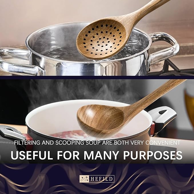 Wooden Spoons for Cooking, Nonstick Cooking Utensil Set with 8 Piece Acacia Wooden Spatulas and Spoons, as well as a Extra Whole Wood Spoon Rest, Terrific for Everyday Kitchen Tasks - Image 5
