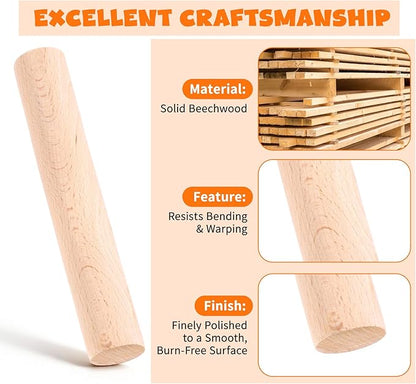 3 Pieces Small Wood Rolling Pin, Dumpling Roller 6.6 Inch Short Rolling Pin Mini Dough Roller Kitchen Utensil Tool Baking Bread Making Tool Supplies for Fondant Pasta Bread Pastry Cookies Pizza Pie