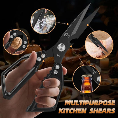 Kitchen Shears for Food - Professional Stainless Steel Japanese Kitchen Scissors for Chicken Bones, Fish, Turkey, Herbs, and Meat – Heavy Duty and Dishwasher Safe - Image 4