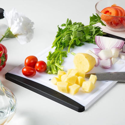 Empune Extra Large Cutting Boards, Plastic Cutting Boards for Kitchen (Set of 4) Cutting Board Set Dishwasher Safe Chopping Board with Juice Grooves Easy-Grip Handles, Black - Image 7