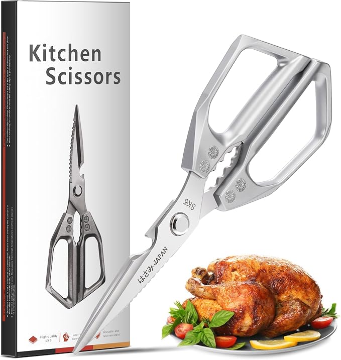 Kitchen Scissors Heavy Duty for Food, All Purpose Meat Scissors, Premium Ultra Sharp Japanese Stainless Steel Kitchen Shears by Sancagy