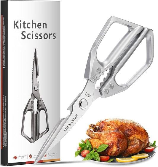 Kitchen Scissors Heavy Duty for Food, All Purpose Meat Scissors, Premium Ultra Sharp Japanese Stainless Steel Kitchen Shears by Sancagy