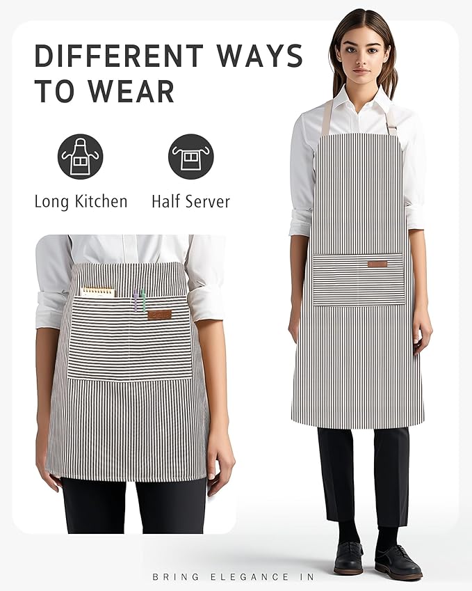 Syntus Chef Apron for Men Women Kitchen Cooking Apron with Pockets, Adjustable Bib Aprons Stain Resistant - Image 4