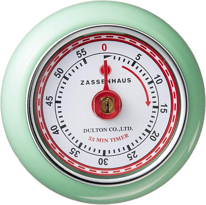 Zassenhaus Magnetic Retro Kitchen Timer, Classic Mechanical Cooking Timer (Mint Green) - Image 2